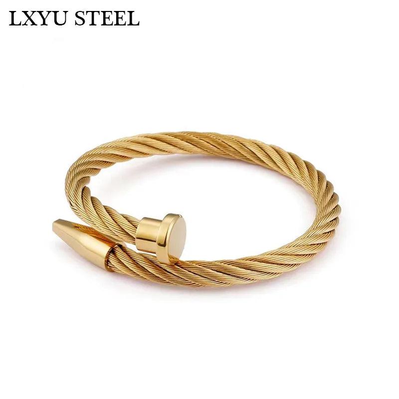 Women Punk Stainless Steel Bangles Bracelet