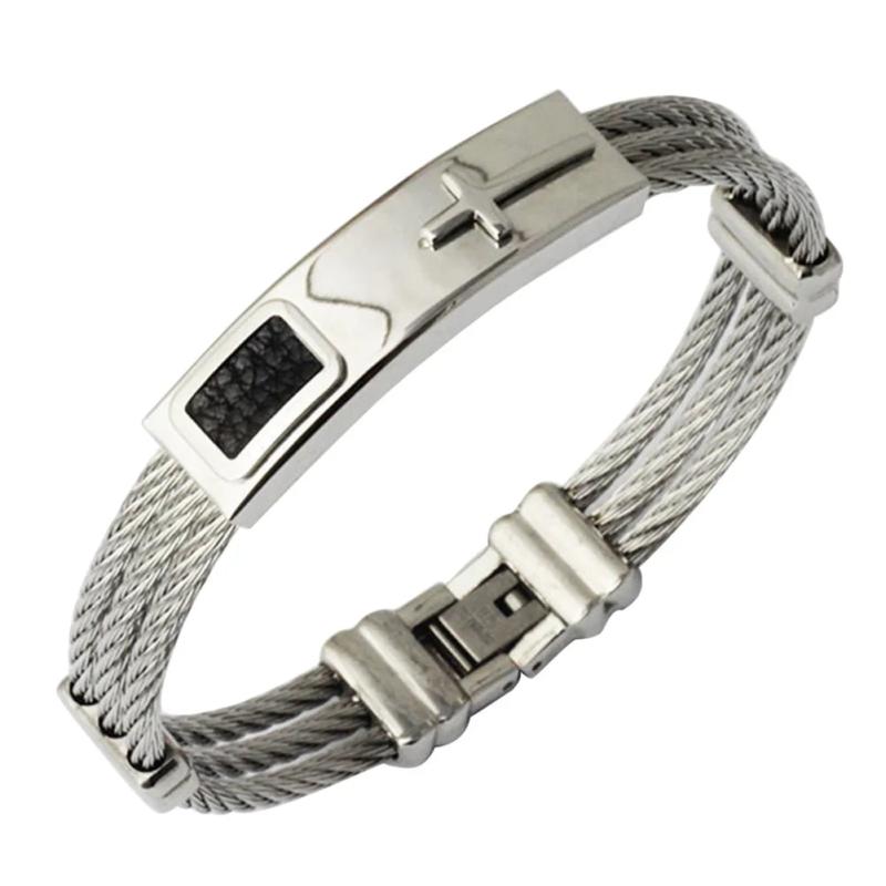 Men Stainless Steel Cross Bracelet Bangle Punk SMR88