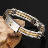 Men Stainless Steel Cross Bracelet Bangle Punk SMR88