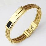 Men Stainless Steel Cross Bracelet Bangle Punk SMR88