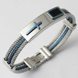 Men Stainless Steel Cross Bracelet Bangle Punk SMR88