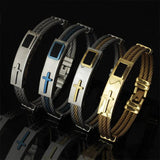 Men Stainless Steel Cross Bracelet Bangle Punk SMR88