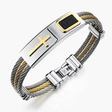 Men Stainless Steel Cross Bracelet Bangle Punk SMR88