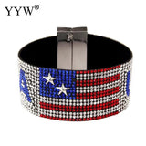 Classic US Flag Pattern Rhinestone Bracelet Unisex Bangle
