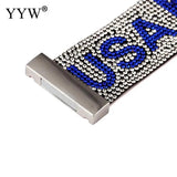 Classic US Flag Pattern Rhinestone Bracelet Unisex Bangle