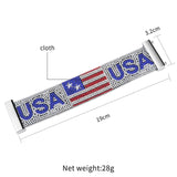 Classic US Flag Pattern Rhinestone Bracelet Unisex Bangle