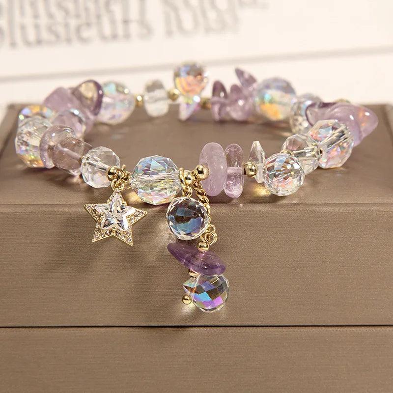 Lavender Amethyst Bracelet with Zircon Pendant for Women