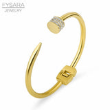 CZ Crystals Arrow Cuff Bracelet Stainless Steel Bangles Women Punk Jewelry