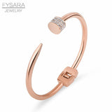 CZ Crystals Arrow Cuff Bracelet Stainless Steel Bangles Women Punk Jewelry