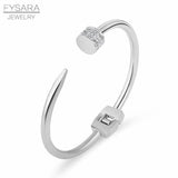CZ Crystals Arrow Cuff Bracelet Stainless Steel Bangles Women Punk Jewelry
