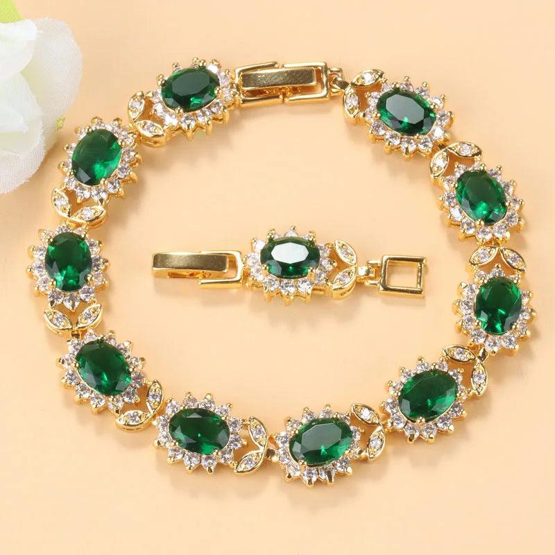 African Women Wedding Yellow Jewelry 925 Mark Stone Bracelet Bangle 18+3 CM