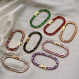 Crystal Tennis Bracelet Colorful Square Zirconia Women Party Jewelry