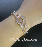 CWWZircons Flower Charm Bracelet Yellow Red Green CZ Women CB073