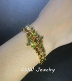 CWWZircons Flower Charm Bracelet Yellow Red Green CZ Women CB073