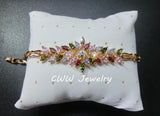 CWWZircons Flower Charm Bracelet Yellow Red Green CZ Women CB073