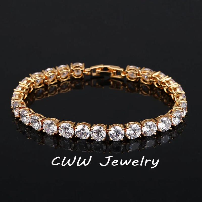Yellow CZ Chain Link Bracelet for Women