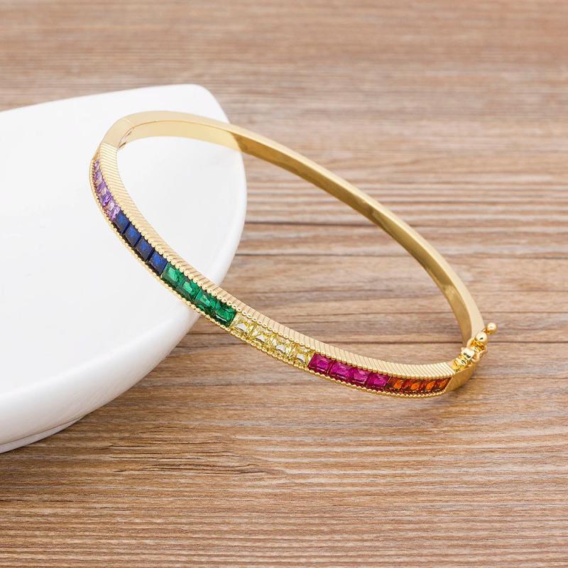 Nidin Bracelet Copper Zirconia Cuff Bangle Women Gift