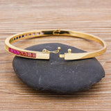 Nidin Bracelet Copper Zirconia Cuff Bangle Women Gift