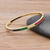 Nidin Bracelet Copper Zirconia Cuff Bangle Women Gift