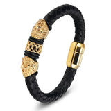 Stainless Steel Leather Bracelet for Women Men Jewelry