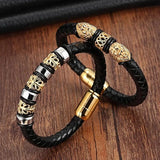 Stainless Steel Leather Bracelet for Women Men Jewelry