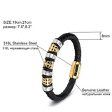 Stainless Steel Leather Bracelet for Women Men Jewelry