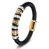 Stainless Steel Leather Bracelet for Women Men Jewelry