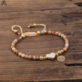 Labradorite Stone Water Drop Beads Bracelet 4mm Knot Braided Women Boho Jewelry
