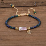 Labradorite Stone Water Drop Beads Bracelet 4mm Knot Braided Women Boho Jewelry
