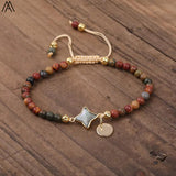 Labradorite Stone Water Drop Beads Bracelet 4mm Knot Braided Women Boho Jewelry