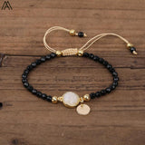 Labradorite Stone Water Drop Beads Bracelet 4mm Knot Braided Women Boho Jewelry