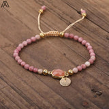 Labradorite Stone Water Drop Beads Bracelet 4mm Knot Braided Women Boho Jewelry