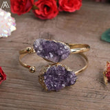 Amethysts Quartz Freeform Slab Bangle Bracelet Jewelry