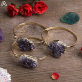 Amethysts Quartz Freeform Slab Bangle Bracelet Jewelry