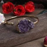 Amethysts Quartz Freeform Slab Bangle Bracelet Jewelry