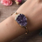 Amethysts Quartz Freeform Slab Bangle Bracelet Jewelry