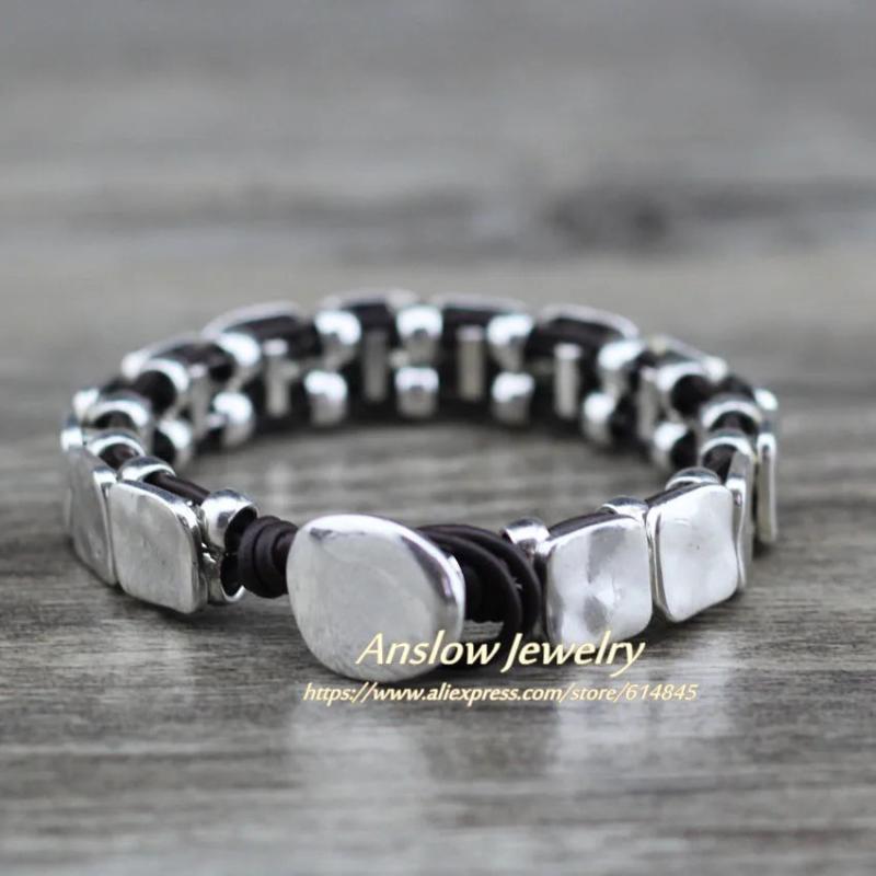Anslow Punk Rock Bijoux Jewelry Vintage Leather Bracelet Gifts