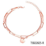 Silver Chain Rose Crystal Red Bangle Bracelet Women Jewelry Gift