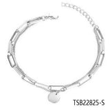 Silver Chain Rose Crystal Red Bangle Bracelet Women Jewelry Gift