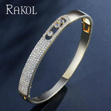 Zironia Stone Turnable Bangles Crystal Bracelet U Buckle Men Jewelry