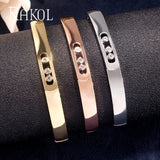 Zironia Stone Turnable Bangles Crystal Bracelet U Buckle Men Jewelry