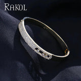 Zironia Stone Turnable Bangles Crystal Bracelet U Buckle Men Jewelry