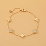 Women's Zircon Flower Clover Adjustable Bracelet Party Wedding Jewelry