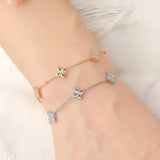 Women's Zircon Flower Clover Adjustable Bracelet Party Wedding Jewelry