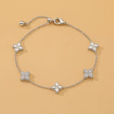 Women's Zircon Flower Clover Adjustable Bracelet Party Wedding Jewelry
