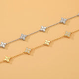 Women's Zircon Flower Clover Adjustable Bracelet Party Wedding Jewelry