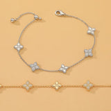 Women's Zircon Flower Clover Adjustable Bracelet Party Wedding Jewelry
