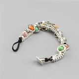 Colorful Ceramic Beads Leather Bracelet Antique Silver Plated Christmas