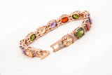 Rose Multicolor CZ Stones Cluster Women Bracelet Jewelry Wedding Party Gift