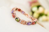 Rose Multicolor CZ Stones Cluster Women Bracelet Jewelry Wedding Party Gift